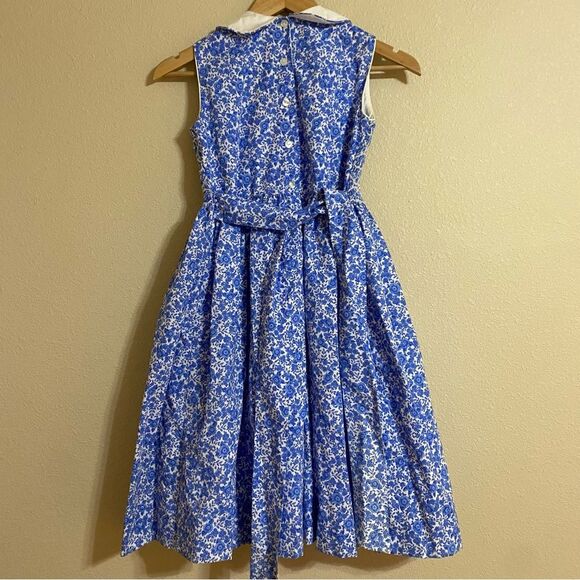 Anavini Hand Smocked Blue Floral Dress - Picture 2 of 5